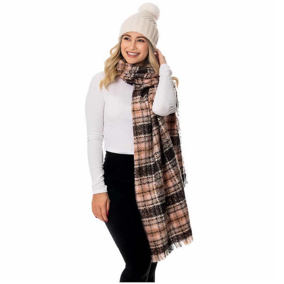 Emanuel Geraldo Ladies Scarf and Beanie Set ~ WHITE - Picture 4 of 5